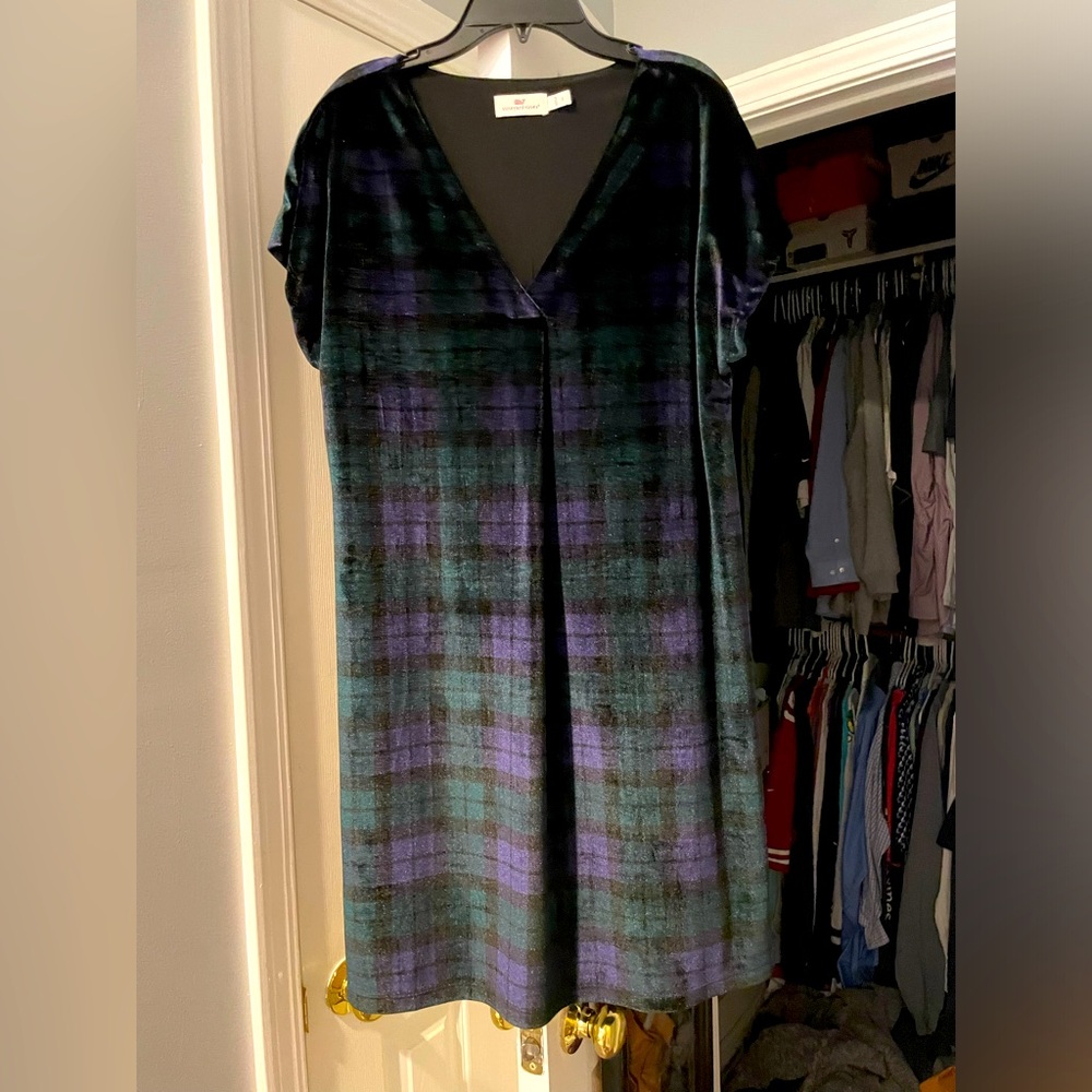 Plaid V-Neck Shift Dress